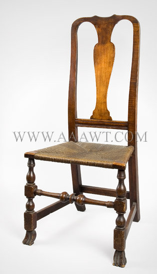 Queen Anne Fiddle-Back Side Chair
With Spanish Feet, entire view
